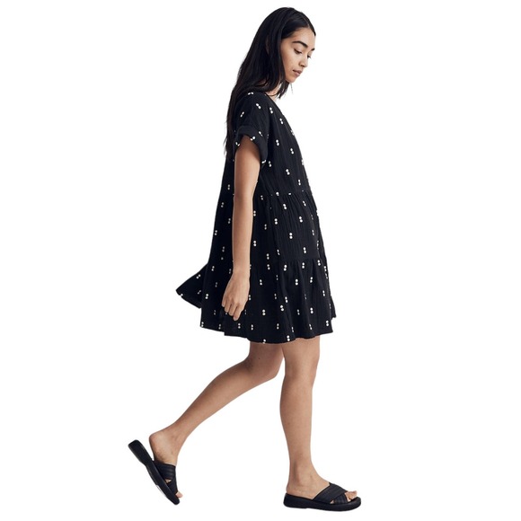 MADEWELL Lightspun Cuff Sleeve Button Front Tiered Mini Dress XXS SOLD - Picture 2 of 8